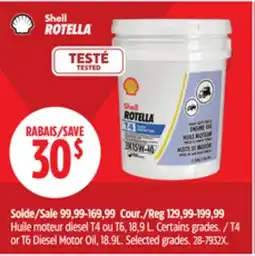 Canadian Tire Shell T4 or T6 Diesel Motor Oil, 18.9L offer
