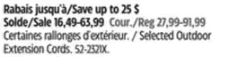 Canadian Tire Selected Outdoor Extension Cords offer