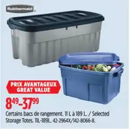 Canadian Tire RUBBERMAID Selected Storage Totes offer
