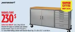 Canadian Tire 72˝ Extra-Wide Rolling Cabinet with Butcher-Block Top. 72 x 20 x 37.5˝ h offer