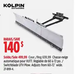 Canadian Tire Kolpin Switchblade UTV Plow. Adjusts from 60-72˝ wide offer