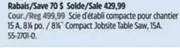 Canadian Tire DEWALT 81⁄4˝ Compact Jobsite Table Saw, 15A offer