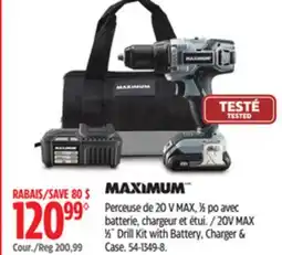 Canadian Tire 20V MAX 1/2 Drill Kit with Battery, Charger & Case offer