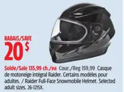 Canadian Tire Raider Full-Face Snowmobile Helmet. Selected adult sizes offer