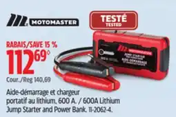 Canadian Tire MOTOMASTER 600A Lithium Jump Starter and Power Bank offer