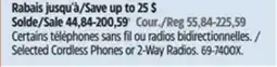 Canadian Tire Selected Cordless Phones or 2-Way Radios offer