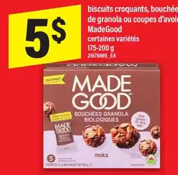 Maxi BISCUITS CROQUANTS, BOUCHÉE DE GRANOLA OU COUPES D'AVOIN MADEGOOD, 175-200 g offer