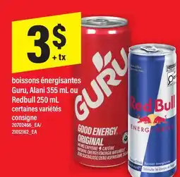 Maxi BOISSONS ÉNERGISANTES GURU, ALANI, 355 ML OU REDBULL, 250 ML offer