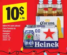 Maxi BIÈRE 0% SANS ALCOOL CERO CORONA OU HEINEKEN, 6X330 ML offer
