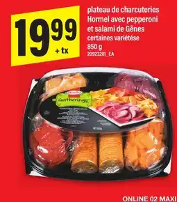 Maxi PLATEAU DE CHARCUTERIES HORMEL AVEC PEPPERONI ET SALAMI DE GÊNES, 850 G offer