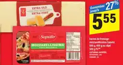 Maxi BARRES DE FROMAGE MOZZARELLISSIMA SAPUTO, 500 G, 400 G OU RÂPÉ, 320 G PC offer
