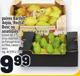 Metro POIRES BARTLETT, ANJOU, ROCHA, BOSC OU ASIATIQUES | PEARS offer