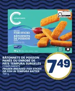 Marché Bonichoix COMPLIMENTS FROZEN BREADED FISH STICKS OR FISH IN TEMPURA BATTER offer