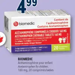 Familiprix BIOMEDIC, Acetaminophen for children, 160 mg, 20 tablets offer