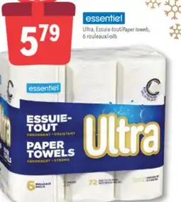 Familiprix ESSENTIEL, Ultra, Paper towels, 6 rolls or M. NET, Cleaner, 1,21 litre offer