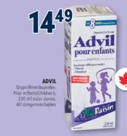 Familiprix ADVIL, Ibuprofen, Children's, 230 ml or Junior, 40 tablets offer