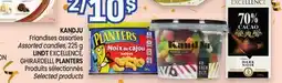 Uniprix KANDJU Friandises assorties Assorted candies, 225 g LINDT EXCELLENCE, GHIRARDELLI, PLANTERS offer