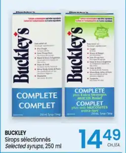 Uniprix BUCKLEY Sirops sélectionnés/Selected syrups offer