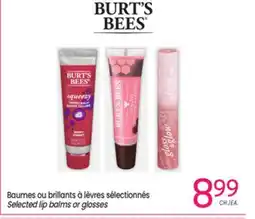 Uniprix BURT'S BEES Baumes ou brillants à lèvres sélectionnés/Selected lip balms or glosses offer