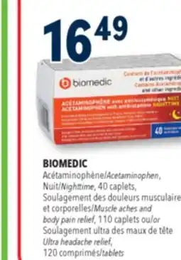 Familiprix Biomedic nighttime acetaminophen caplets with antihistamine for adults 40un offer