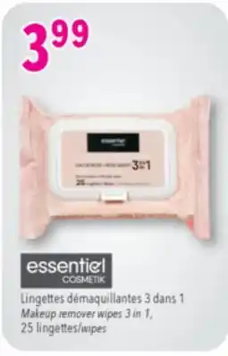 Familiprix Essentiel Cosmetik 3-in-1 rose water make-up remover wipes 25un offer