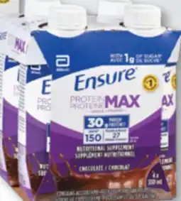 Familiprix Ensure Protein Max nutritional supplement Chocolate 4x330ml offer