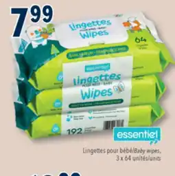 Familiprix ESSENTIEL, Baby wipes, 3 x 64 units offer