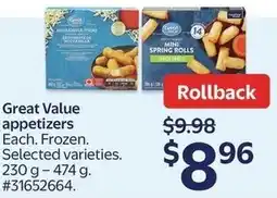 Walmart Great Value appetizers offer