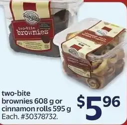Walmart two-bite brownies or cinnamon rolls offer