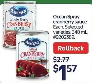 Walmart Ocean Spray cranberry sauce offer
