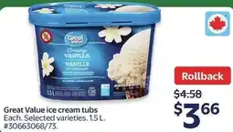 Walmart Great Value ice cream tubs offer