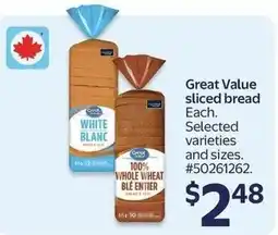 Walmart Great Value sliced bread offer