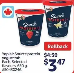 Walmart Yoplait Source protein yogurt tub offer