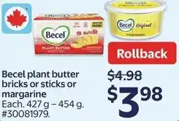 Walmart Becel plant butter bricks or sticks or margarine offer