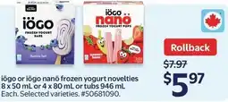 Walmart iögo or iögo nanö frozen yogurt novelties offer