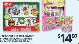 Walmart The Grinch 2-in-1 window art or Just My Style ABC beads offer