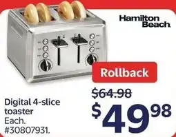 Walmart Hamilton Beach Digital toaster offer