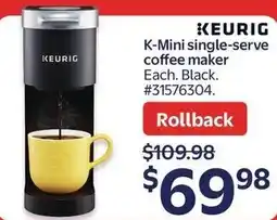 Walmart Keurig K-mini single-serve coffee maker offer