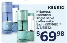 Walmart Keurig K-express essentials single-serve coffee maker offer