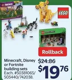 Walmart Minecraft, Disney or Fortnite building sets offer