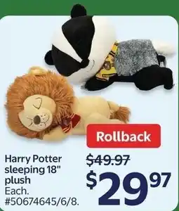 Walmart Harry Potter sleeping 18" plush offer