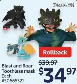 Walmart Blast and Roar Toothless mask offer