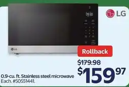 Walmart LG 0.9-cu. ft. Stainless steel microwave offer