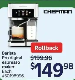 Walmart Chefman barista pro digital espresso maker offer
