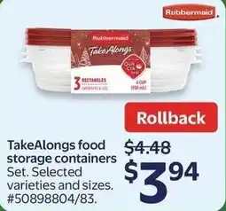 Walmart TakeAlongs food storage containers offer
