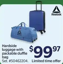 Walmart Reebok Hardside luggage with packable duffle bag offer