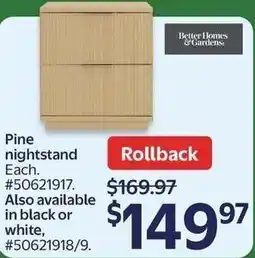 Walmart Better homes & gardens pine nightstand offer