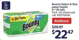 Walmart Bounty Select-A-Size paper towels offer