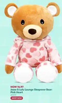 Toys R us Jesse & Lulu Lounge Sleepover Bear: Pink Heart offer