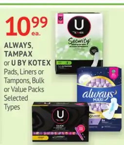 IDA Pharmacy ALWAYS, TAMPAX or U BY KOTEX offer